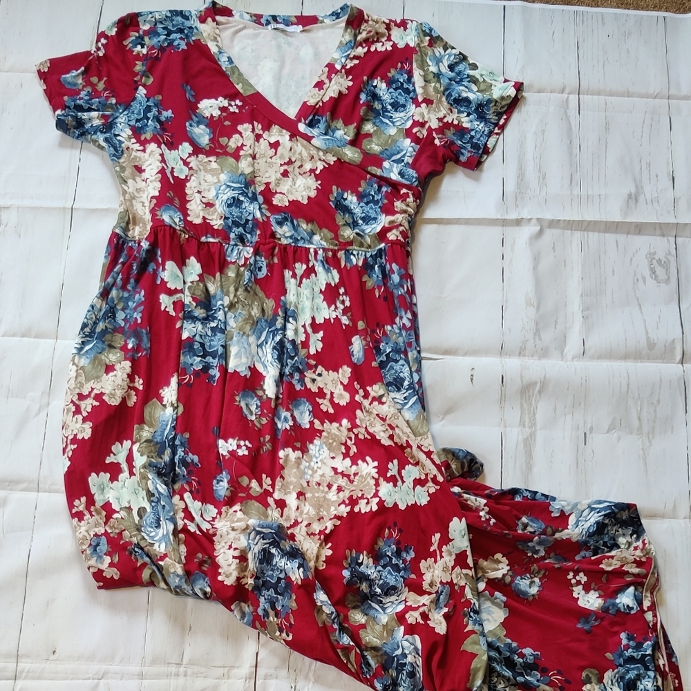 Floral faux wrap maxi dress